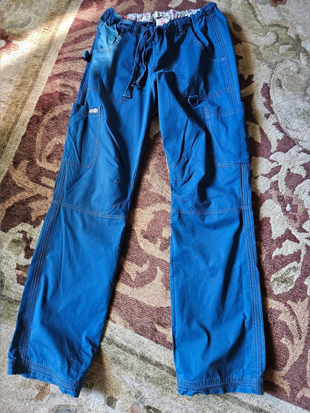 koi Women's Straight Leg Scrub Pants in Blue